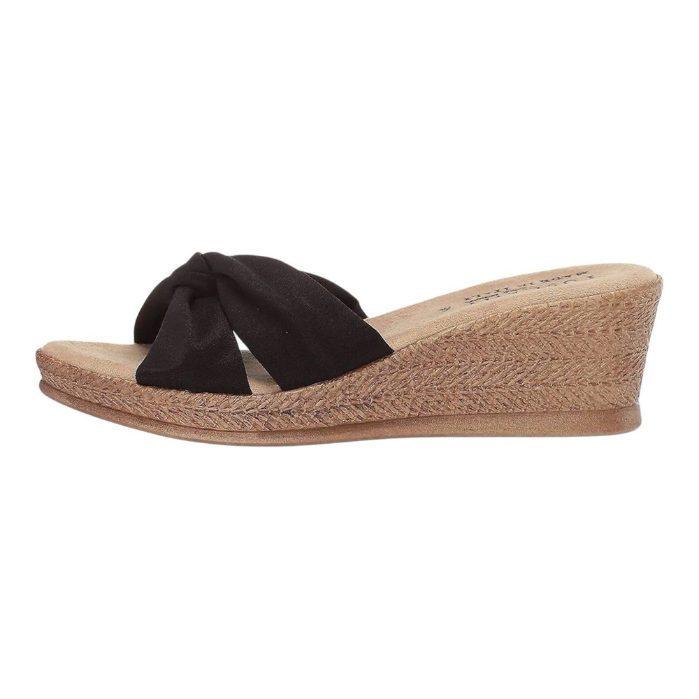 Tuscany by Easy Street‎ Black Fabric Knotted Wedge Sandals Made in Italy Womens - Picture 3 of 5